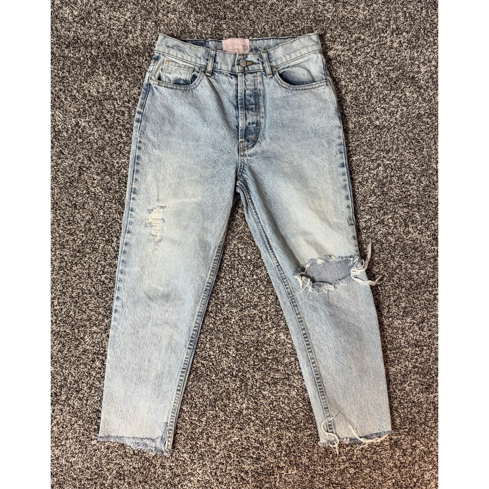 Revice Jeans Womens 27 Light‎ Wash Distressed High Rise Straight Leg Denim